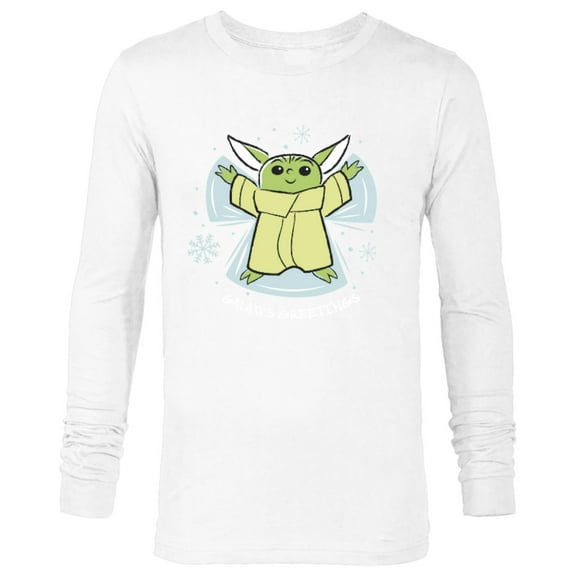 Star Wars The Mandalorian Grogu Galaxy’s Greetings Holiday Standard - Long Sleeve T-Shirt for Men – Customized-White