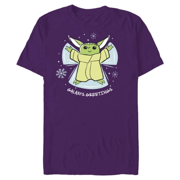 Star Wars The Mandalorian Grogu Galaxy’s Greetings Holiday Standard - Short Sleeve Blended T-Shirt for Adults – Customized-Purple