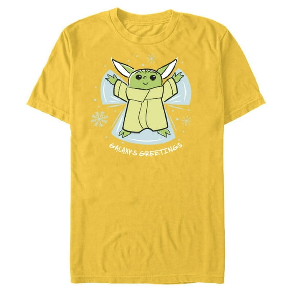 Star Wars The Mandalorian Grogu Galaxy’s Greetings Holiday Standard - Short Sleeve Blended T-Shirt for Adults – Customized-Yellow