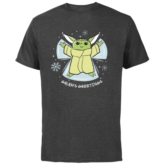 Star Wars The Mandalorian Grogu Galaxy’s Greetings Holiday Standard - Short Sleeve Cotton T-Shirt for Adults - Customized-Charcoal
