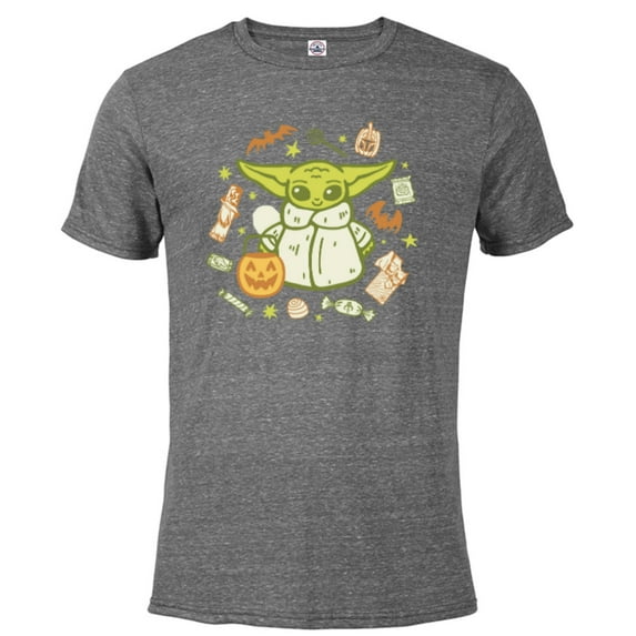 Star Wars The Mandalorian Grogu Halloween Cute Treats & Bats - Short Sleeve Blended T-Shirt for Adults - Customized-Graphite Snow Heather