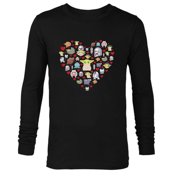 Star Wars The Mandalorian Grogu Heart Valentine’s Day - Long Sleeve T-Shirt for Men – Customized-Black