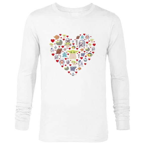 Star Wars The Mandalorian Grogu Heart Valentine’s Day - Long Sleeve T-Shirt for Men – Customized-White