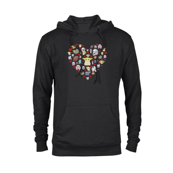 Star Wars The Mandalorian Grogu Heart Valentine’s Day - Pullover Hoodie for Adults – Customized-Black