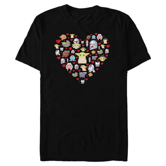 Star Wars The Mandalorian Grogu Heart Valentine’s Day - Short Sleeve Blended T-Shirt for Adults – Customized-Black