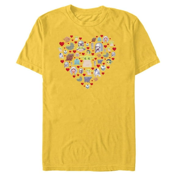 Star Wars The Mandalorian Grogu Heart Valentine’s Day - Short Sleeve Blended T-Shirt for Adults – Customized-Yellow