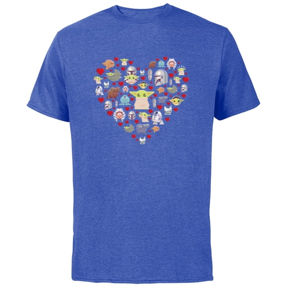 Star Wars The Mandalorian Grogu Heart Valentine’s Day - Short Sleeve Cotton T-Shirt for Adults - Customized-Royal Heather