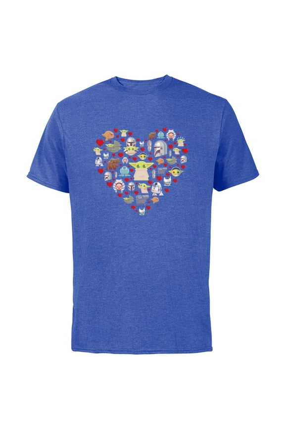 The Mandalorian Grogu Heart Valentine’s Day - Short Sleeve Cotton T-Shirt for Adults - Customized-Royal Heather
