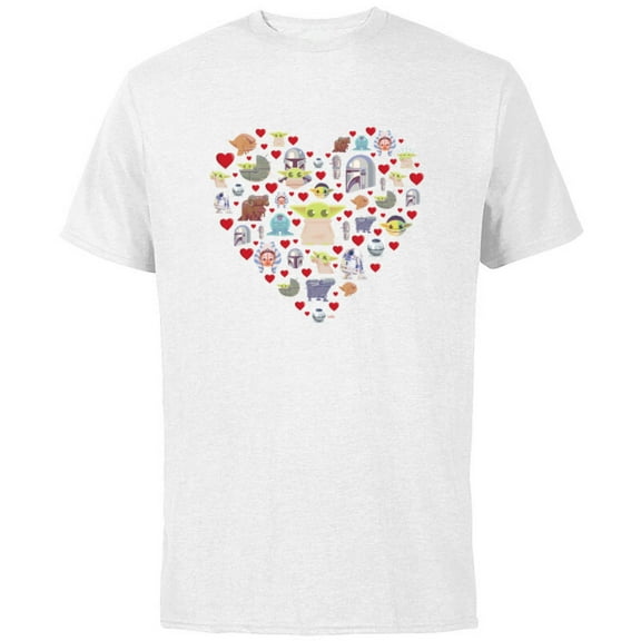 Star Wars The Mandalorian Grogu Heart Valentine’s Day - Short Sleeve Cotton T-Shirt for Adults - Customized-White