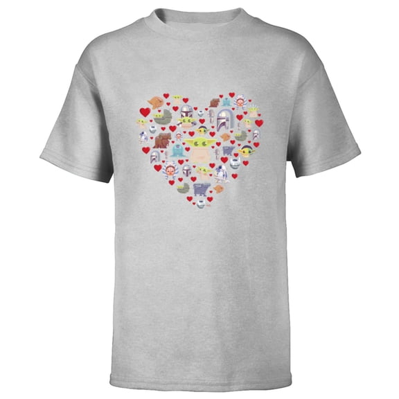 Star Wars The Mandalorian Grogu Heart Valentine’s Day - Short Sleeve T-Shirt for Kids – Customized-Athletic Heather