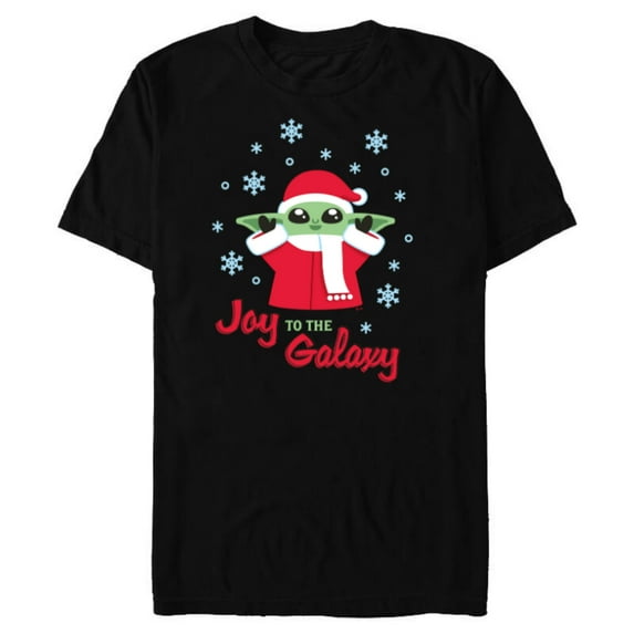 Star Wars The Mandalorian Grogu Joy to the Galaxy Holiday - Short Sleeve Blended T-Shirt for Adults - Customized-Black