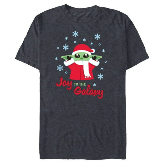 Star Wars The Mandalorian Grogu Joy to the Galaxy Holiday - Short Sleeve Blended T-Shirt for Adults - Customized-Navy Heather