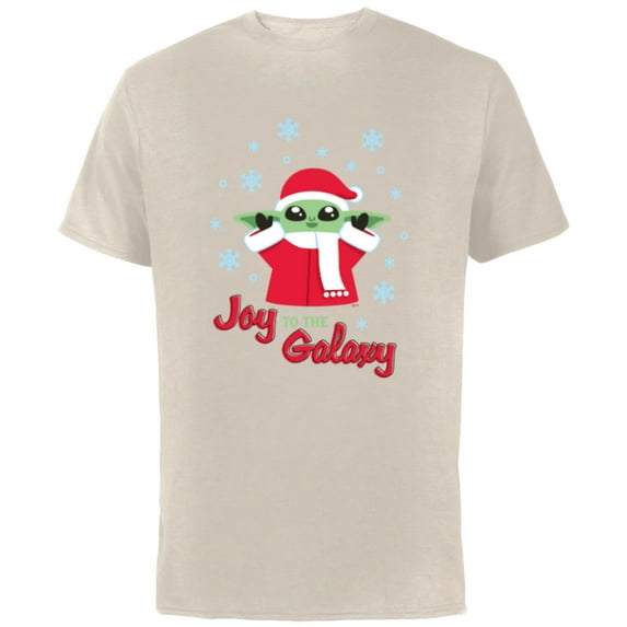 Star Wars The Mandalorian Grogu Joy to the Galaxy Holiday - Short Sleeve Cotton T-Shirt for Adults - Customized-Natural