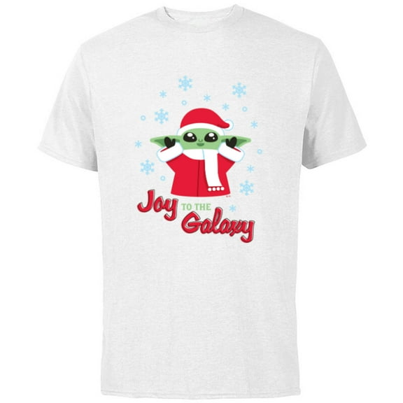 Star Wars The Mandalorian Grogu Joy to the Galaxy Holiday - Short Sleeve Cotton T-Shirt for Adults - Customized-White