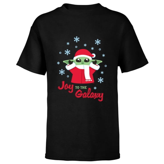 Star Wars The Mandalorian Grogu Joy to the Galaxy Holiday - Short Sleeve T-Shirt for Kids - Customized-Black