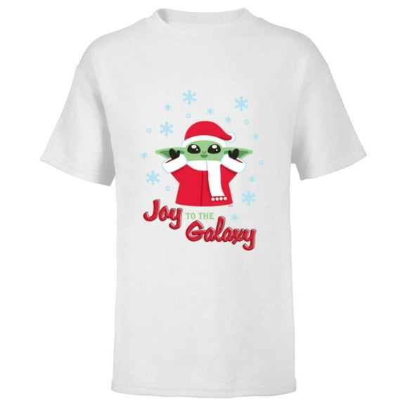 Star Wars The Mandalorian Grogu Joy to the Galaxy Holiday - Short Sleeve T-Shirt for Kids - Customized-White