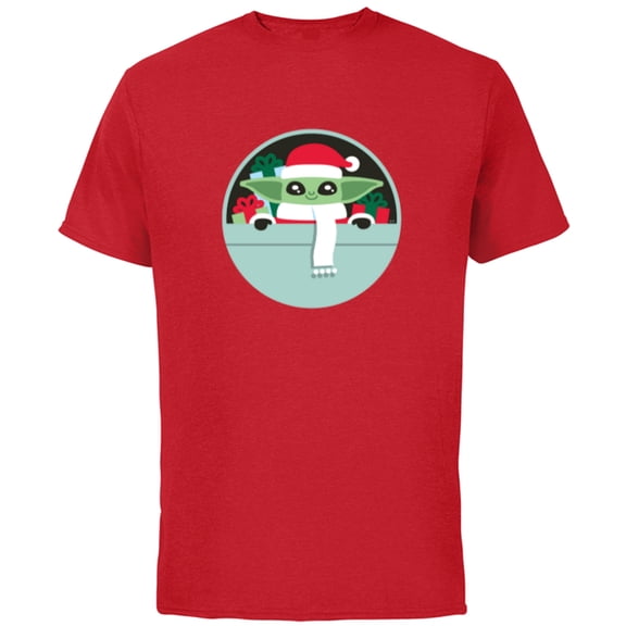 Star Wars The Mandalorian Grogu Loaded with Presents Holiday - Short Sleeve Cotton T-Shirt for Adults - Customized-Red