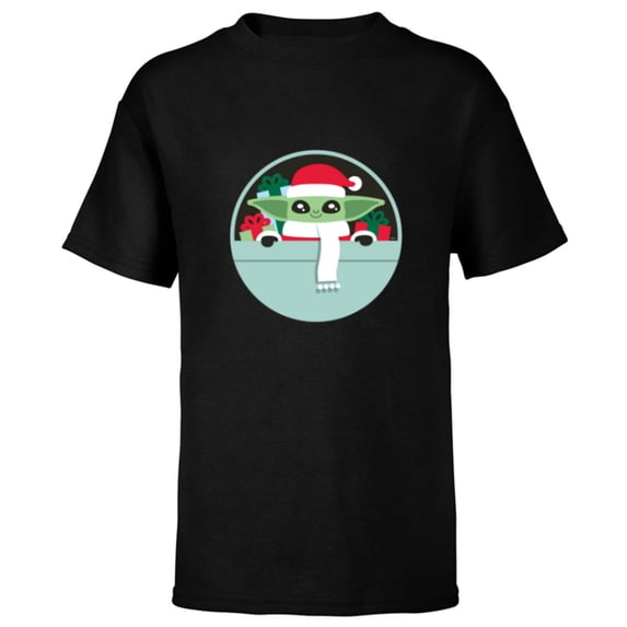 Star Wars The Mandalorian Grogu Loaded with Presents Holiday - Short Sleeve T-Shirt for Kids - Customized-Black