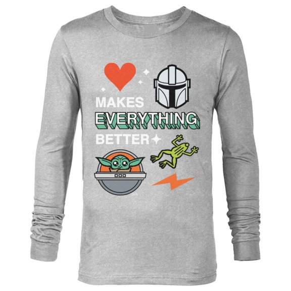 Star Wars The Mandalorian Grogu Love Makes Everything Better - Long Sleeve T-Shirt for Men - Customized-Athletic Heather