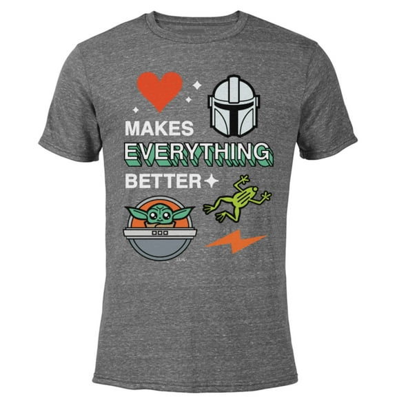 Star Wars The Mandalorian Grogu Love Makes Everything Better - Short Sleeve Blended T-Shirt for Adults - Customized-Dark Heather