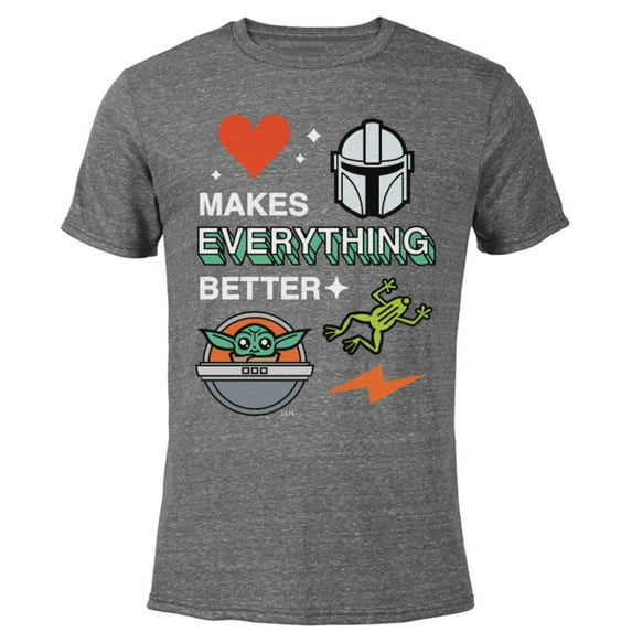 Star Wars The Mandalorian Grogu Love Makes Everything Better - Short Sleeve Blended T-Shirt for Adults - Customized-Dark Heather