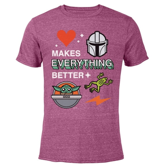 Star Wars The Mandalorian Grogu Love Makes Everything Better - Short Sleeve Blended T-Shirt for Adults - Customized-Purple