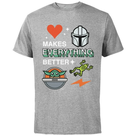 Star Wars The Mandalorian Grogu Love Makes Everything Better - Short Sleeve Cotton T-Shirt for Adults - Customized-Athletic Heather