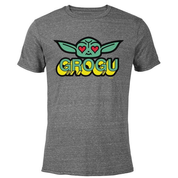 Star Wars The Mandalorian Grogu Love Retro - Short Sleeve Blended T-Shirt for Adults - Customized-Dark Heather