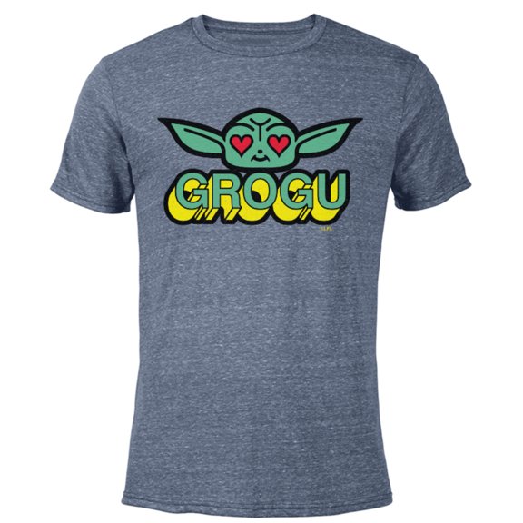 Star Wars The Mandalorian Grogu Love Retro - Short Sleeve Blended T-Shirt for Adults - Customized-Navy Heather
