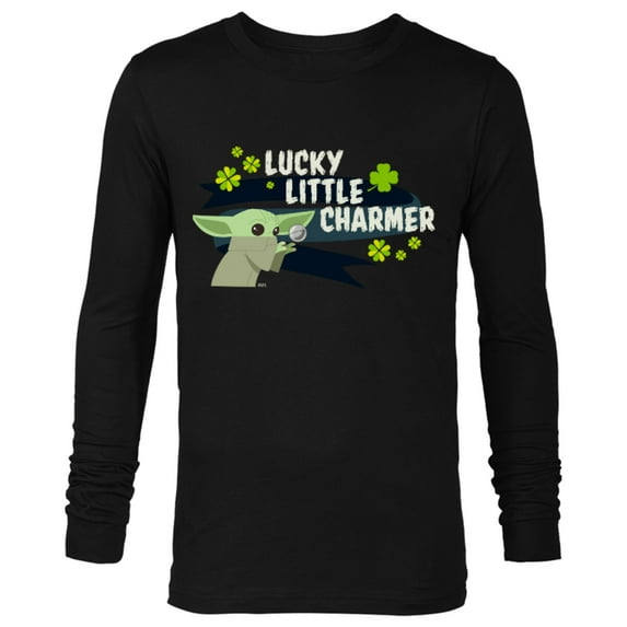 Star Wars The Mandalorian Grogu Lucky Little Charmer - Long Sleeve T-Shirt for Men - Customized-Black