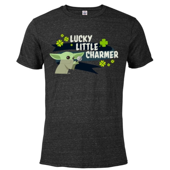 Star Wars The Mandalorian Grogu Lucky Little Charmer - Short Sleeve Blended T-Shirt for Adults - Customized-Black
