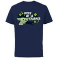 thumbnail image 1 of Star Wars The Mandalorian Grogu Lucky Little Charmer - Short Sleeve Cotton T-Shirt for Adults - Customized-Navy, 1 of 5