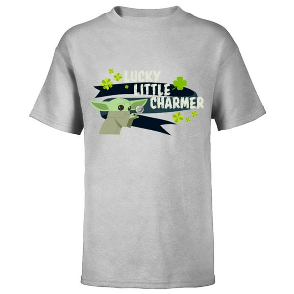 Star Wars The Mandalorian Grogu Lucky Little Charmer - Short Sleeve T-Shirt for Kids - Customized-Athletic Heather