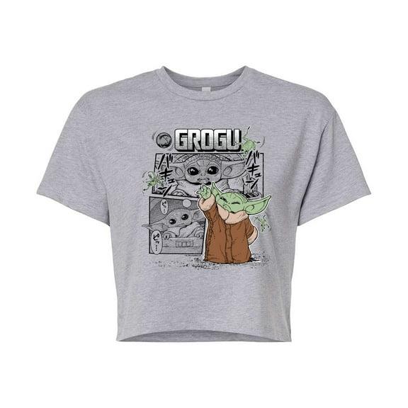 Star Wars - The Mandalorian Grogu Manga - Juniors Cropped Short Sleeve Graphic T-Shirt