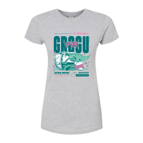 Star Wars - The Mandalorian Grogu Manga  - Juniors Fitted Short Sleeve Graphic T-Shirt