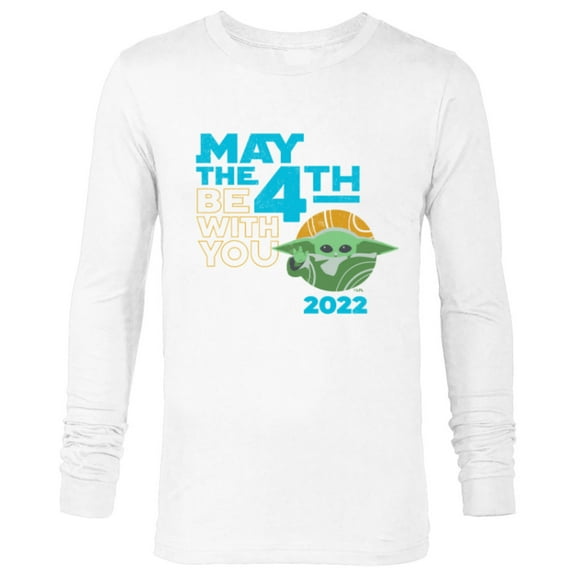 Star Wars The Mandalorian Grogu May the 4th Be With You 2022 - Long Sleeve T-Shirt for Men - Customized-White