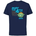 thumbnail image 1 of Star Wars The Mandalorian Grogu May the 4th Be With You 2022 - Short Sleeve Cotton T-Shirt for Adults - Customized-Navy, 1 of 5