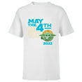 thumbnail image 1 of Star Wars The Mandalorian Grogu May the 4th Be With You 2022 - Short Sleeve T-Shirt for Kids - Customized-White, 1 of 5