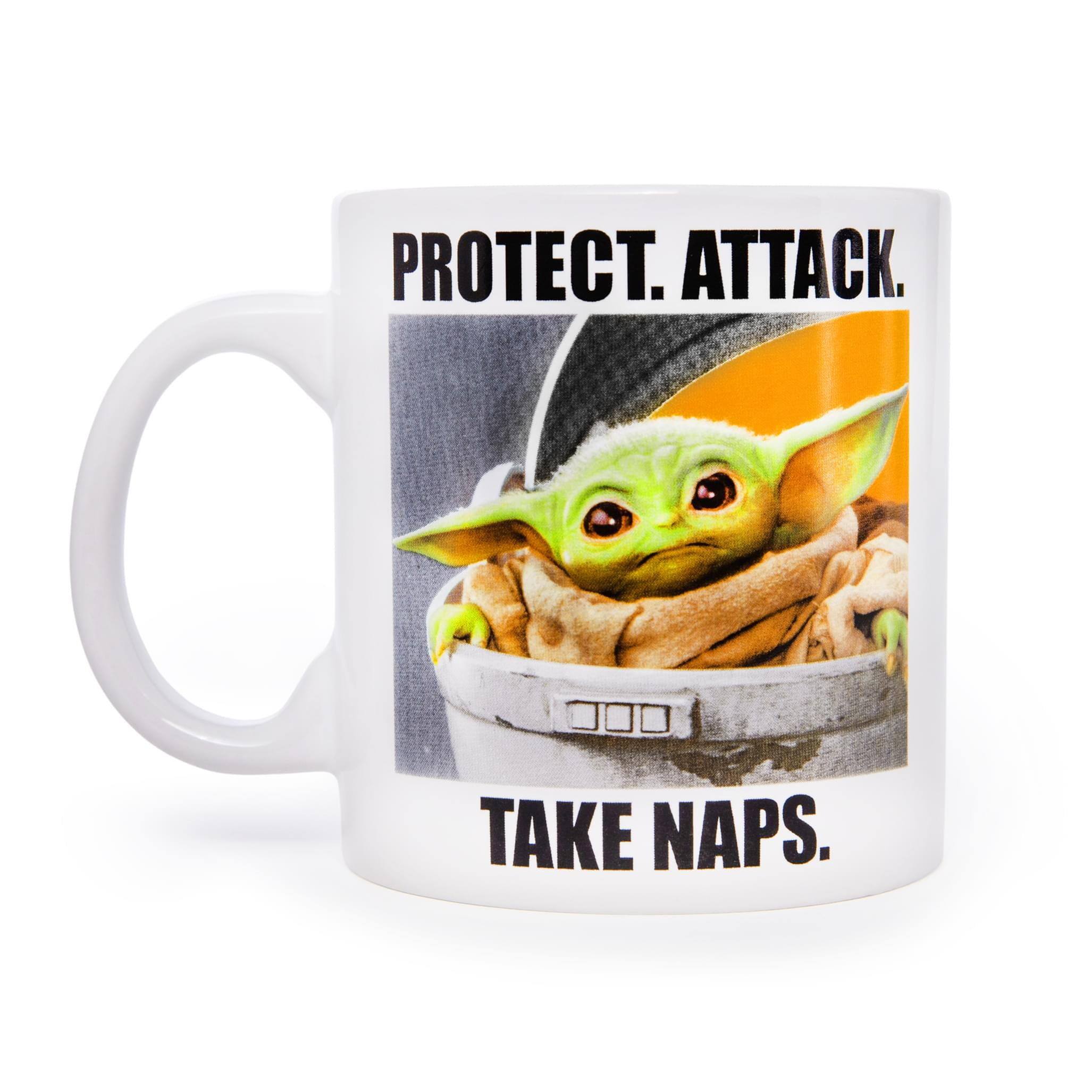Star Wars Mandalorian Baby Yoda Protect Attack Mug LARGE 24oz NEW