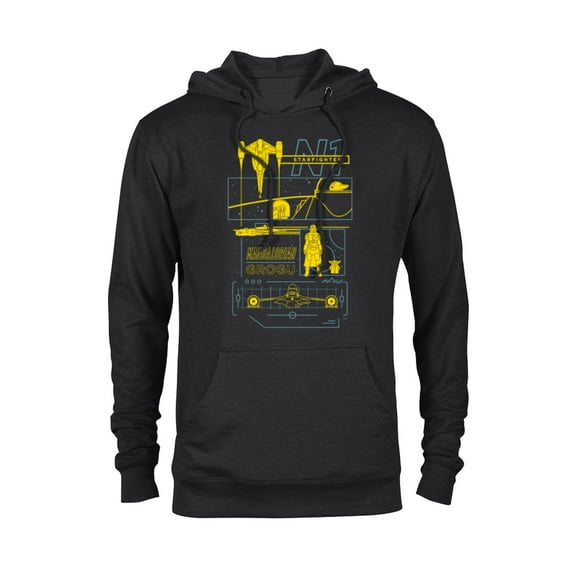 Star Wars The Mandalorian & Grogu N-1 Starfighter Schematic - Pullover Hoodie for Adults - Customized-Black