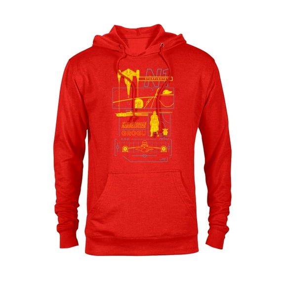 Star Wars The Mandalorian & Grogu N-1 Starfighter Schematic - Pullover Hoodie for Adults - Customized-Red