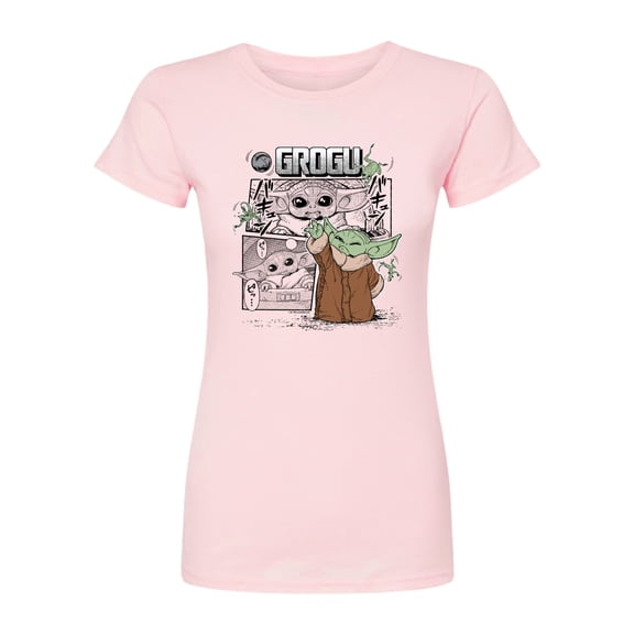 Star Wars - The Mandalorian Grogu Panels  - Juniors Fitted Short Sleeve Graphic T-Shirt