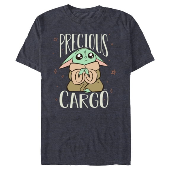Star Wars The Mandalorian Grogu Precious Cargo Cute - Short Sleeve Blended T-Shirt for Adults - Customized-Navy Heather
