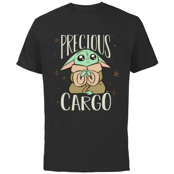 Star Wars The Mandalorian Grogu Precious Cargo Cute - Short Sleeve Cotton T-Shirt for Adults - Customized-Black