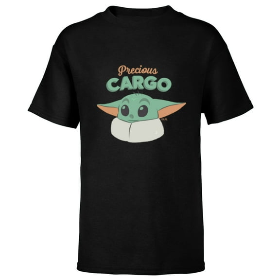 Star Wars The Mandalorian Grogu Precious Cargo - Short Sleeve T-Shirt for Kids - Customized-Black