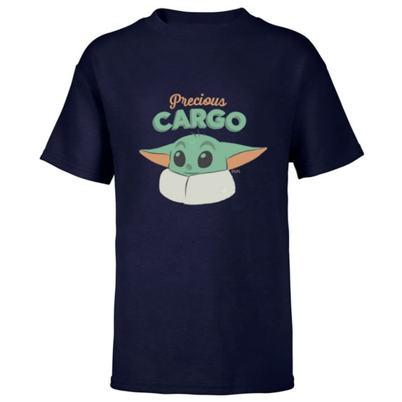 Star Wars The Mandalorian Grogu Precious Cargo - Short Sleeve T-Shirt for Kids - Customized-Navy