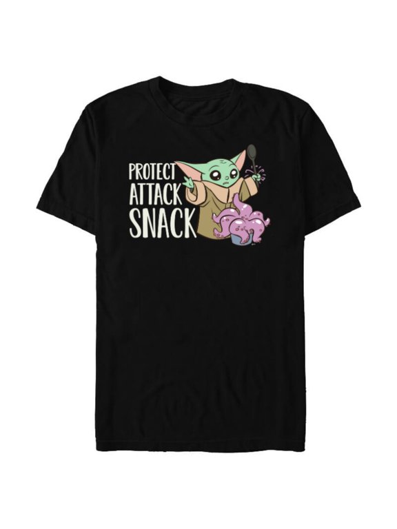 The Mandalorian Grogu Protect Attack Snack Chowder - Short Sleeve Blended T-Shirt for Adults - Customized-Black