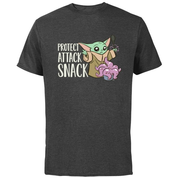 Star Wars The Mandalorian Grogu Protect Attack Snack Chowder - Short Sleeve Cotton T-Shirt for Adults - Customized-Charcoal