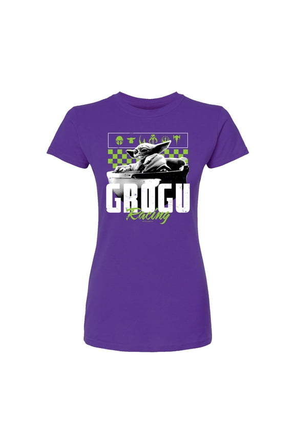 - The Mandalorian Grogu Racing Jersey  - Juniors Fitted Short Sleeve Graphic T-Shirt