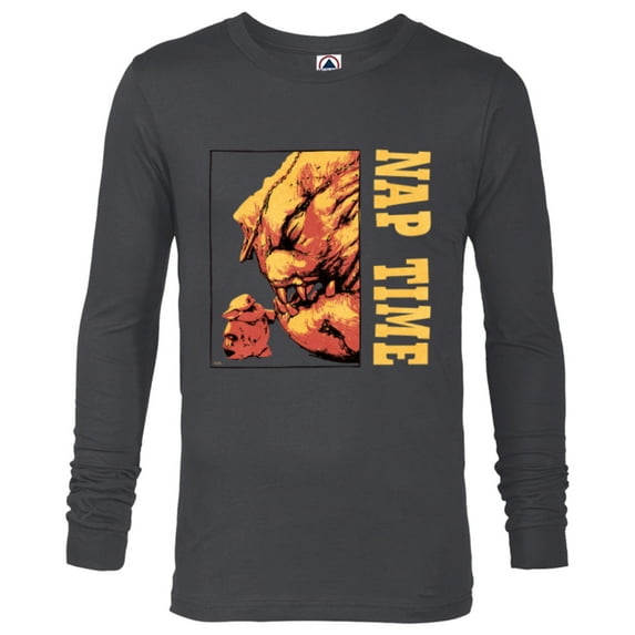 Star Wars The Mandalorian Grogu & Rancor Nap Time - Long Sleeve T-Shirt for Men - Customized-Charcoal Heather